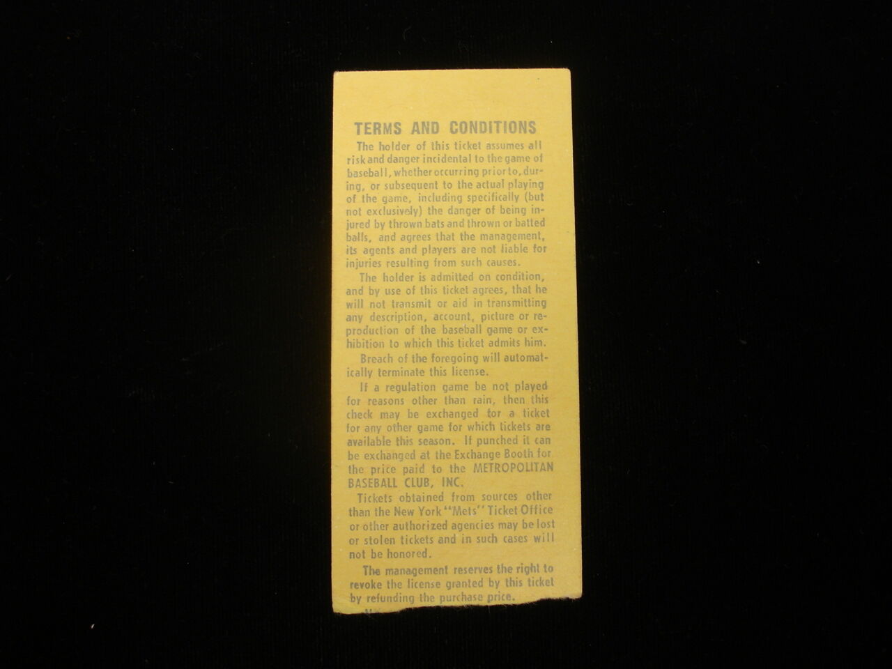 August 11, 1974 Cincinnati Reds @ NY Mets Ticket Stub Johnny Bench hits 25th HR