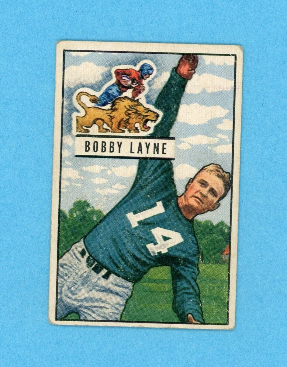 1951 Bowman #102 Bobby Layne Detroit Lions Football Card Vg/Ex wrk