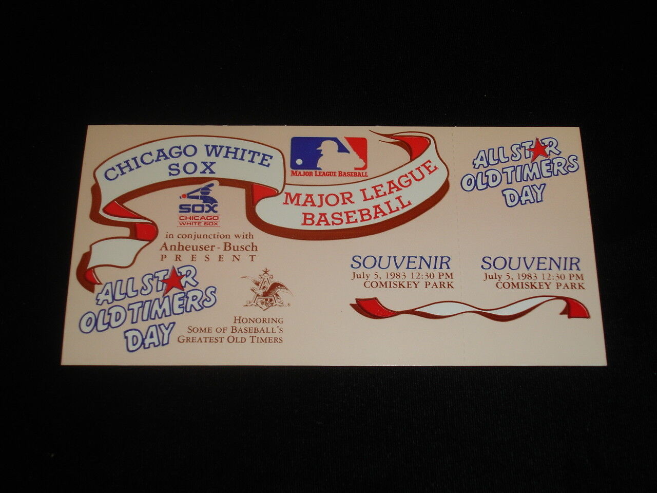 July 5, 1983 Chicago White Sox Old Timers Day Souvenir Full Ticket @ Comiskey-NM