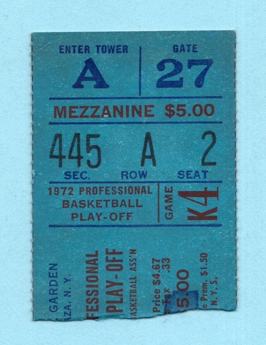 April 16, 1972 East Conf Finals Game 2 Boston Celtics vs NY Knicks Ticket Stub