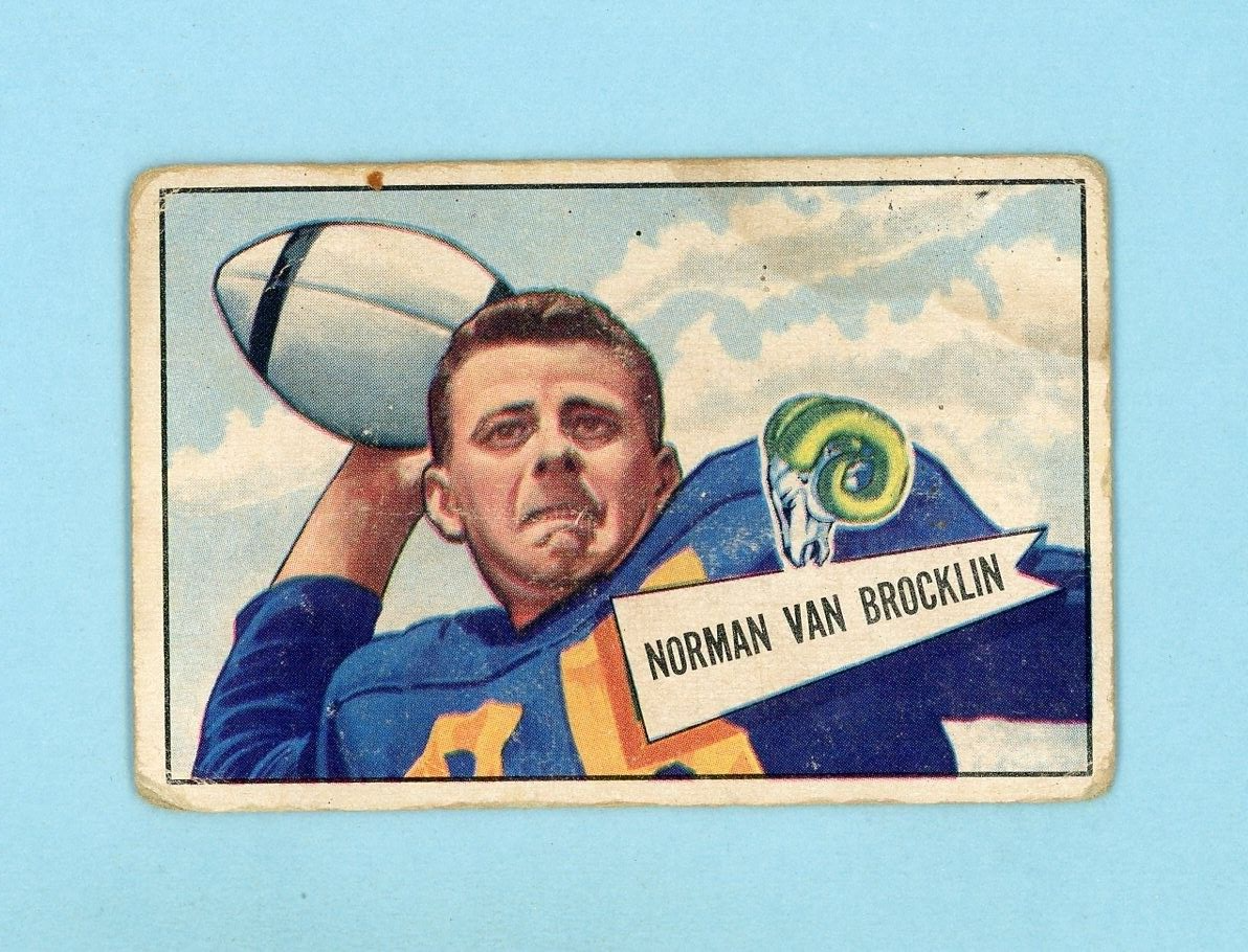 1952 Bowman Small #1 Norm Van Brocklin Los Angeles Rams Football Card Low Grade