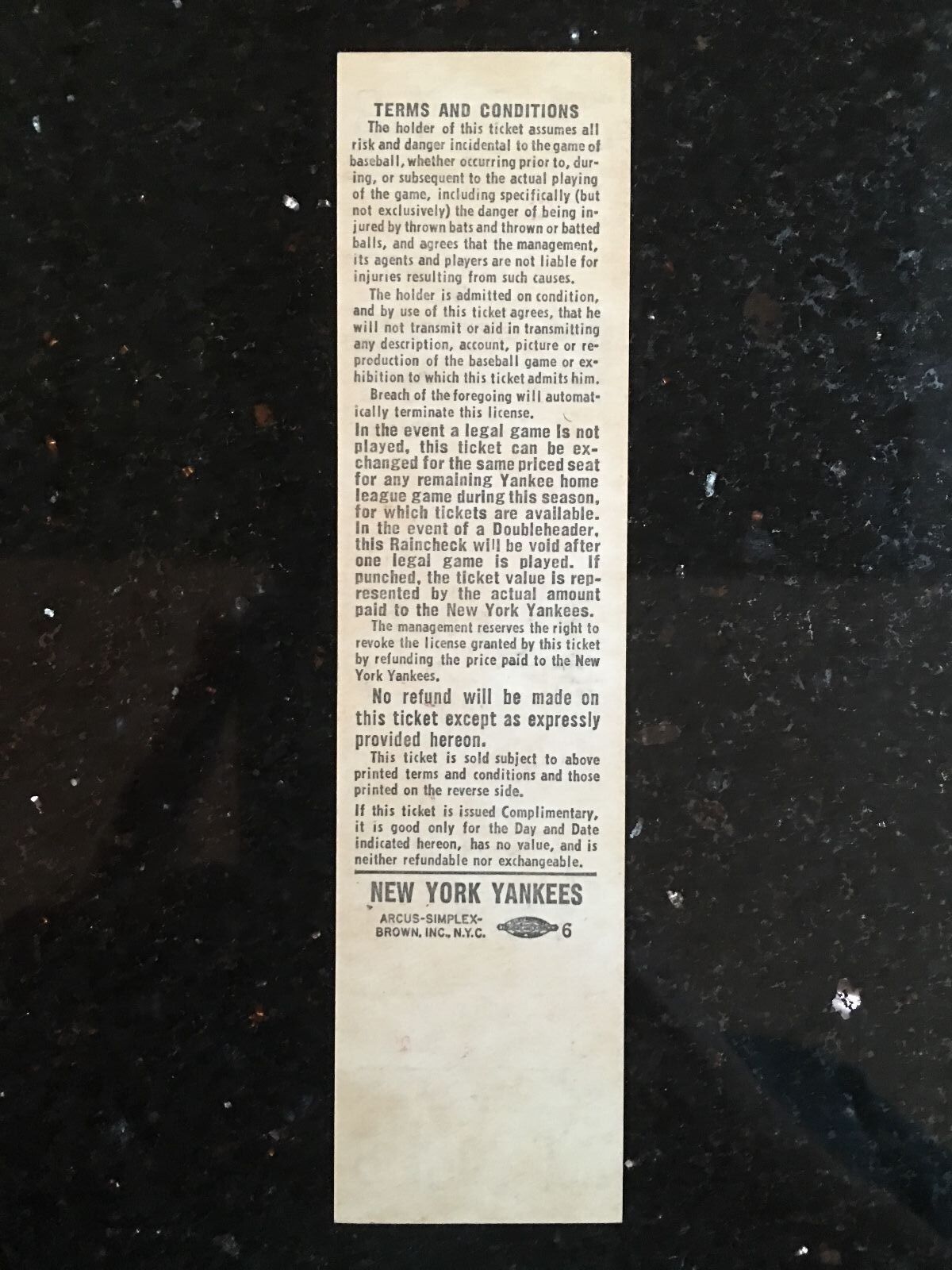 New York Yankee Full Ticket August 28, 1977