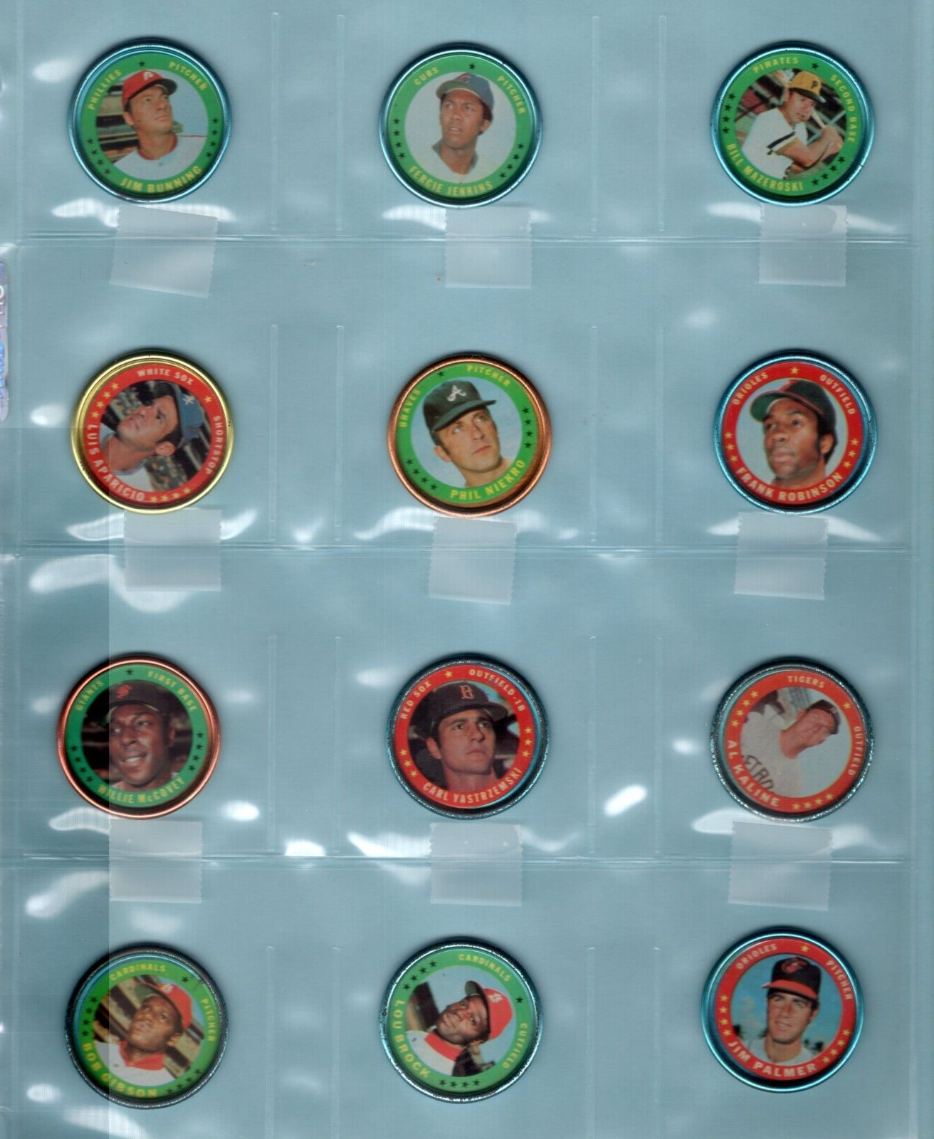 1971 Topps Coins Lot of 15 Different Hall of Famers w/ Yaz Brock Kaline Bench EX