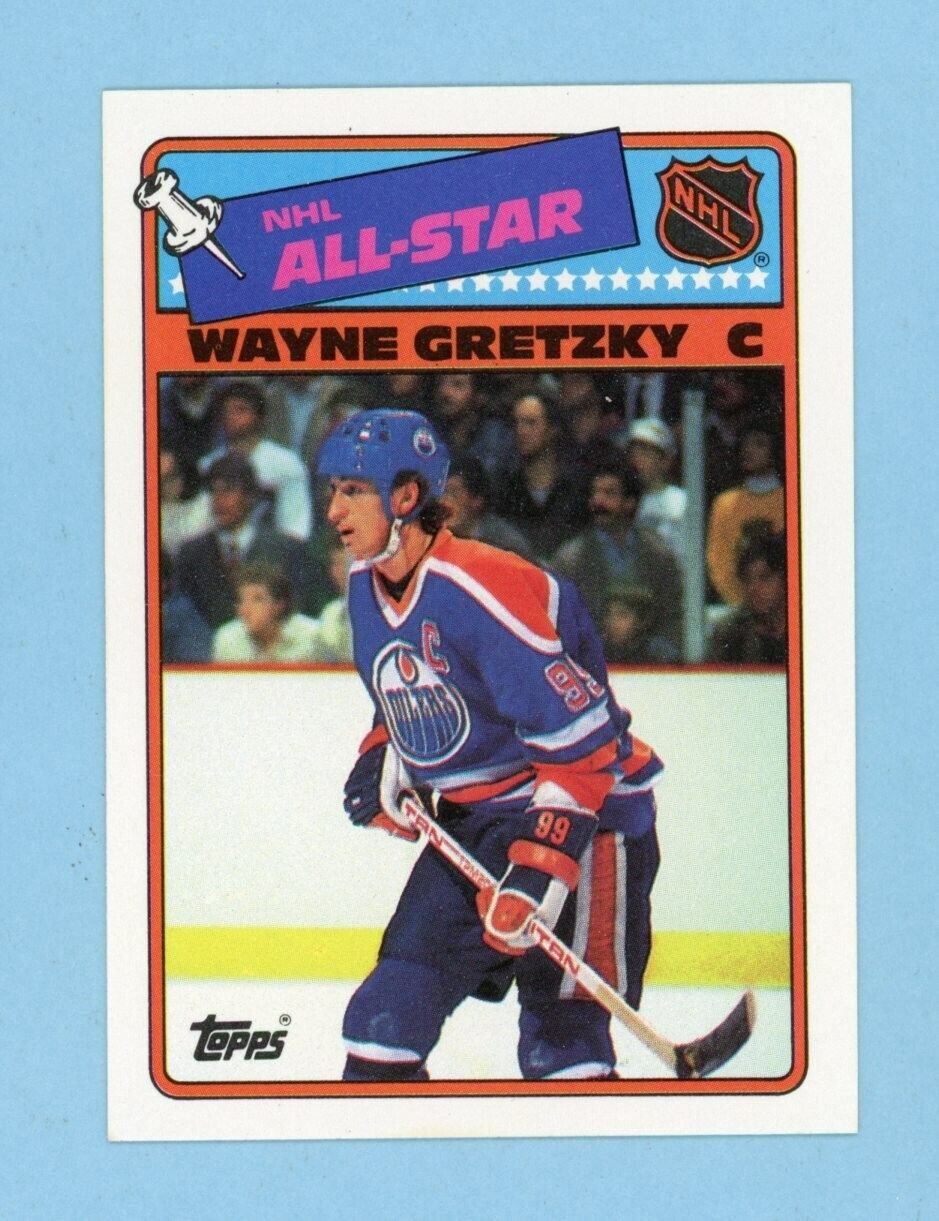 1988-89 Topps Sticker #8 Wayne Gretzky Edmonton Oilers Hockey Card NM