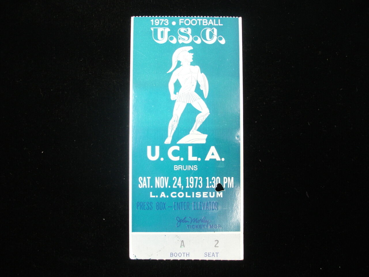 November 24, 1973 UCLA @ USC Football Game Ticket Stub