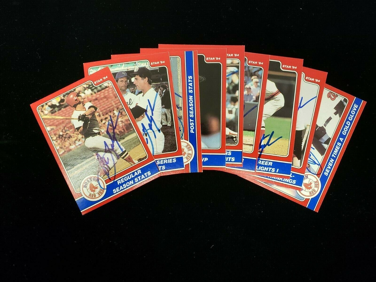 Lot of 9 Different 1984 Star Carl Yastrzemski Cards - All Autographed!