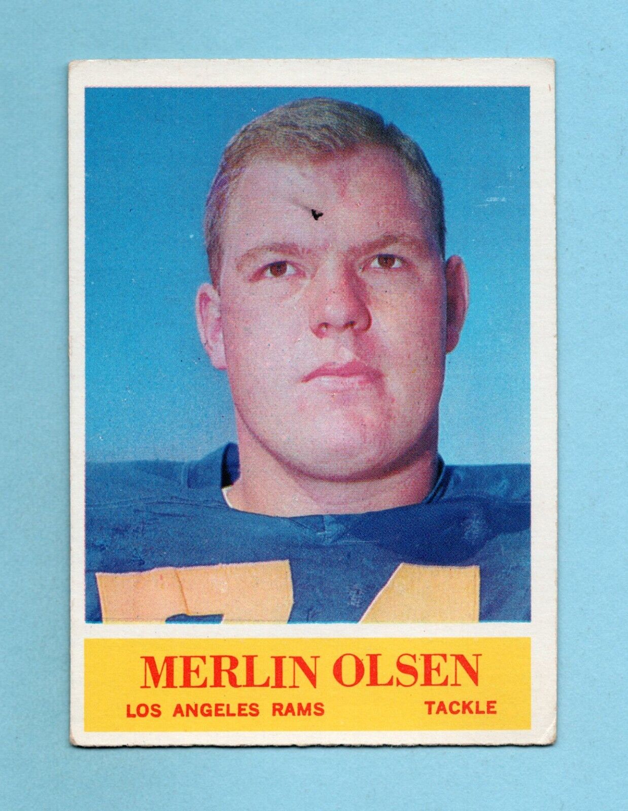 1964 Philadelphia #91 Merlin Olsen LA Rams Rookie Football Card EX ap sta/mk