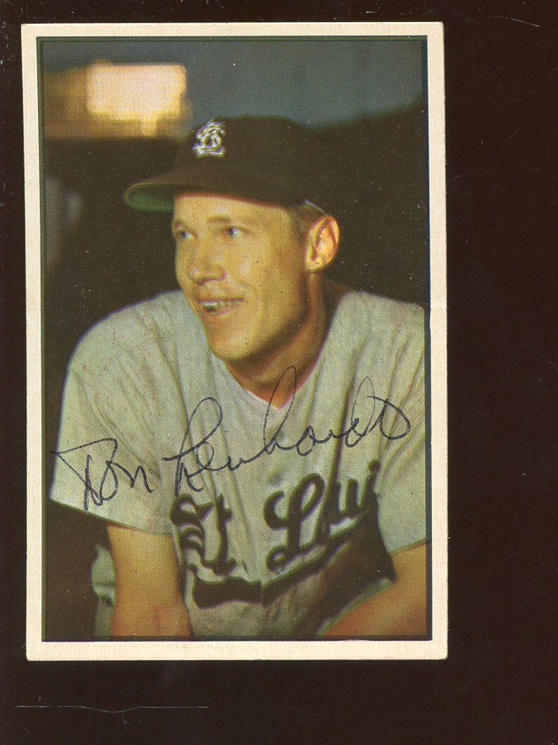 1953 Bowman Color Baseball Card #20 Don Lenhardt Autographed NRMT Hologram