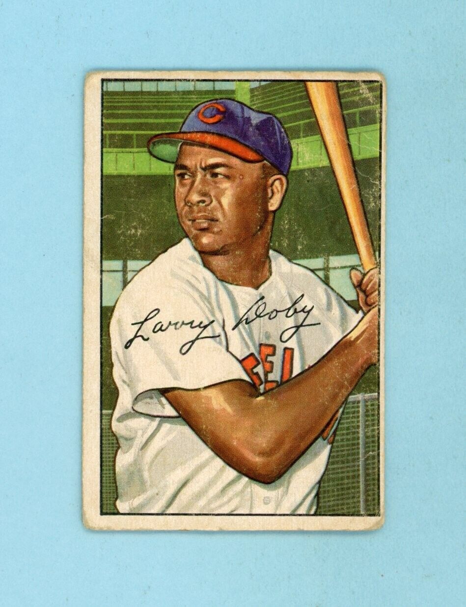 1952 Bowman #115 Larry Doby Cleveland Indians Baseball Card Low Grade bk dge