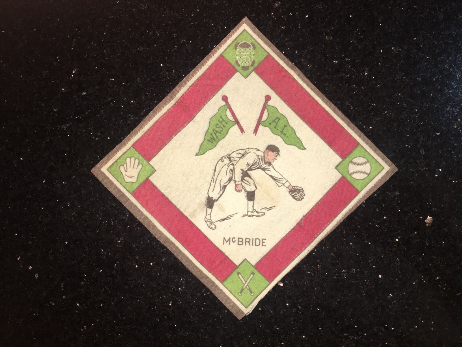 George McBride 1914 B18 Blanket Tobacco Flannel Square Green Pennants 50B