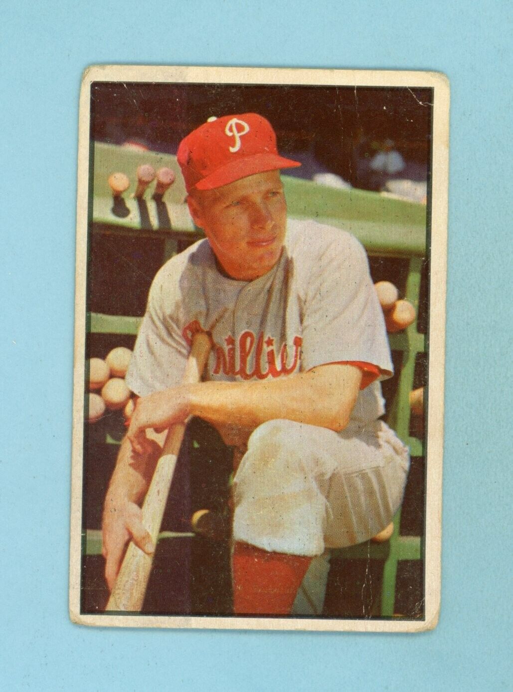 1953 Bowman Color #10 Richie Ashburn Phila Phillies Baseball Card Low Grade