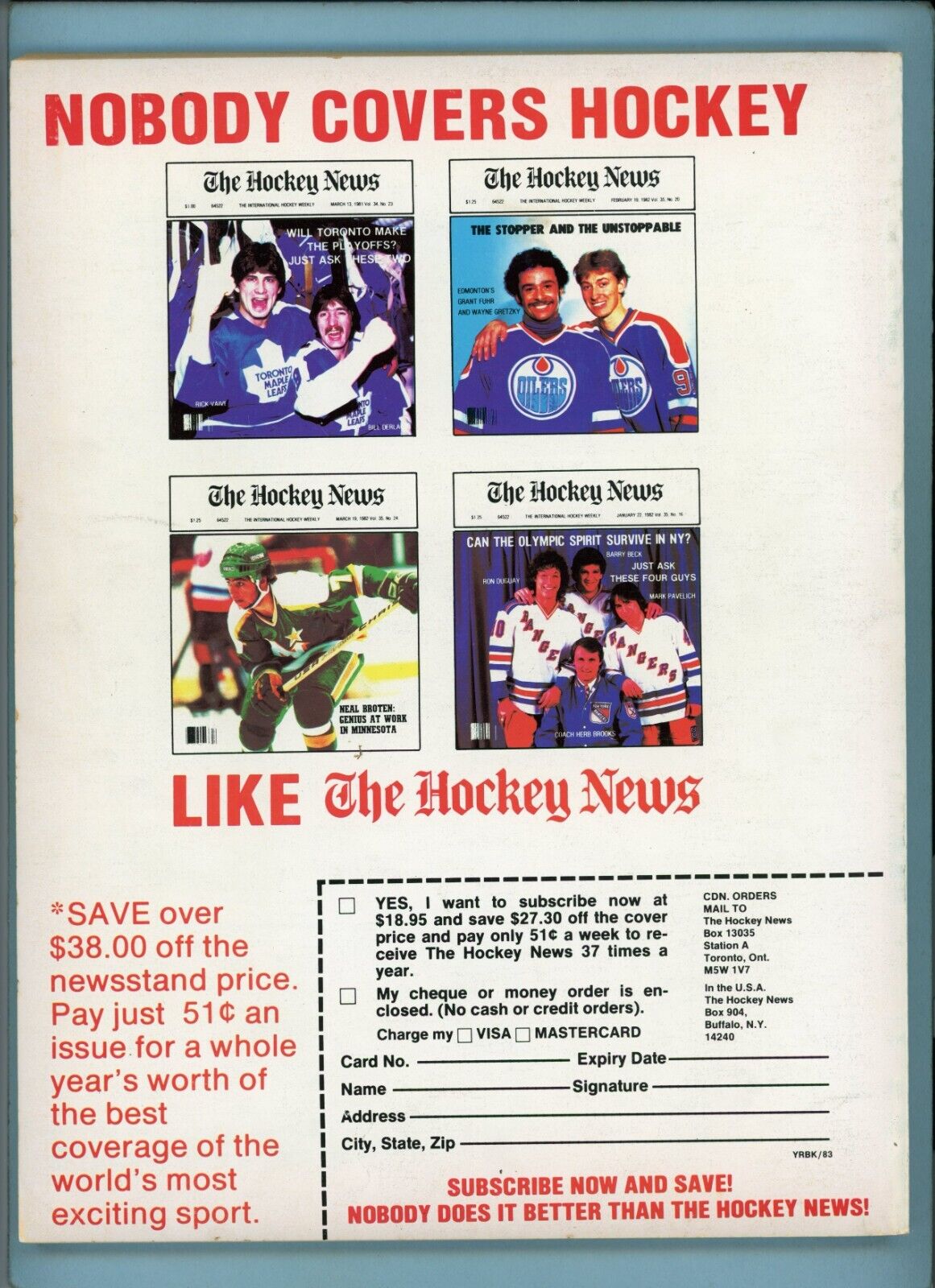 The Hockey News 1983 Yearbook Wayne Gretzky Edmonton Oilers on cover