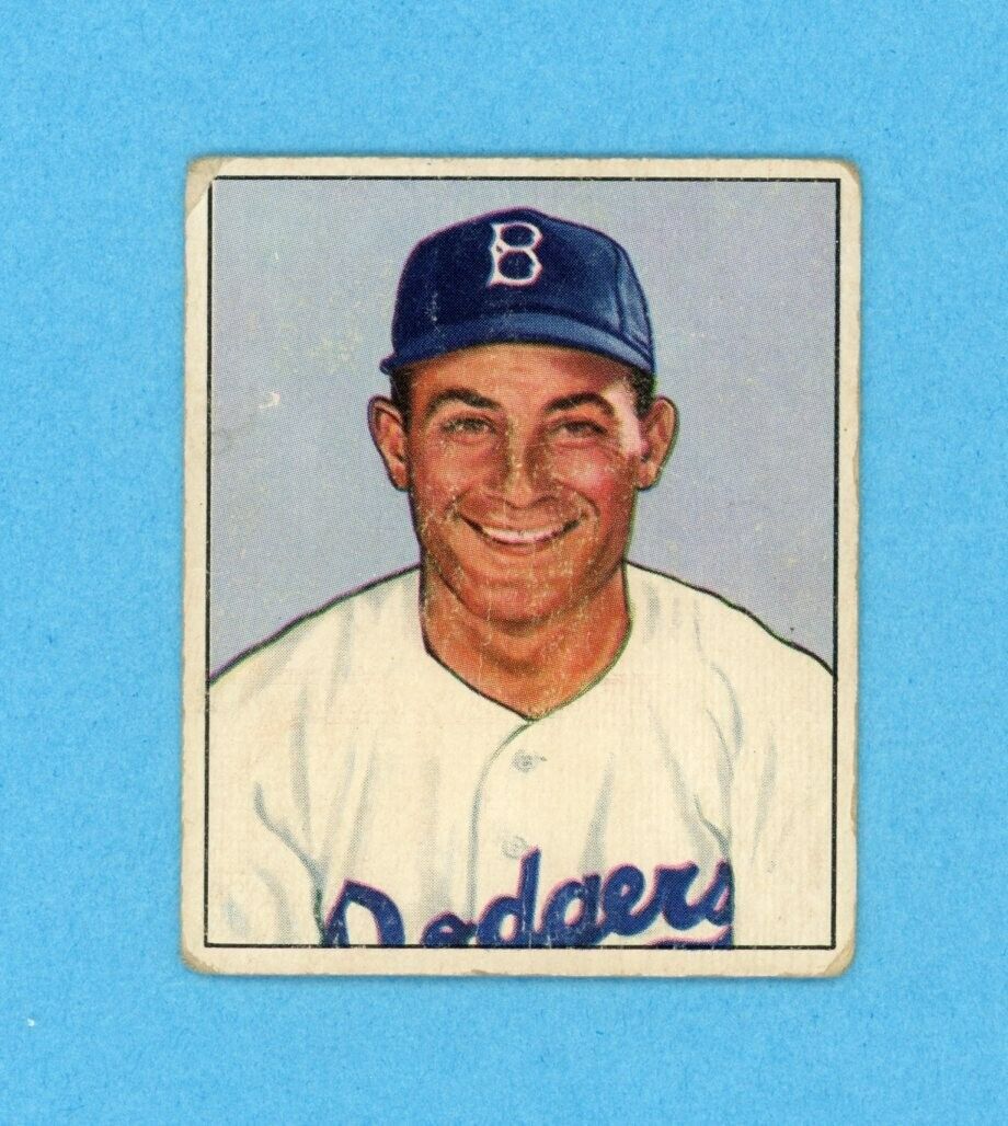 1950 Bowman #58 Carl Furillo Brooklyn Dodgers Baseball Card Low Grade pm bk