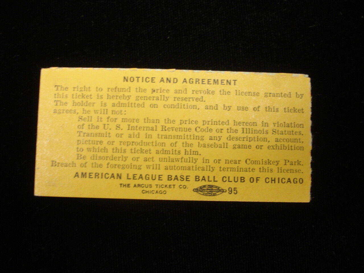 August 1, 1958 New York Yankees @ Chicago White Sox Ticket Stub