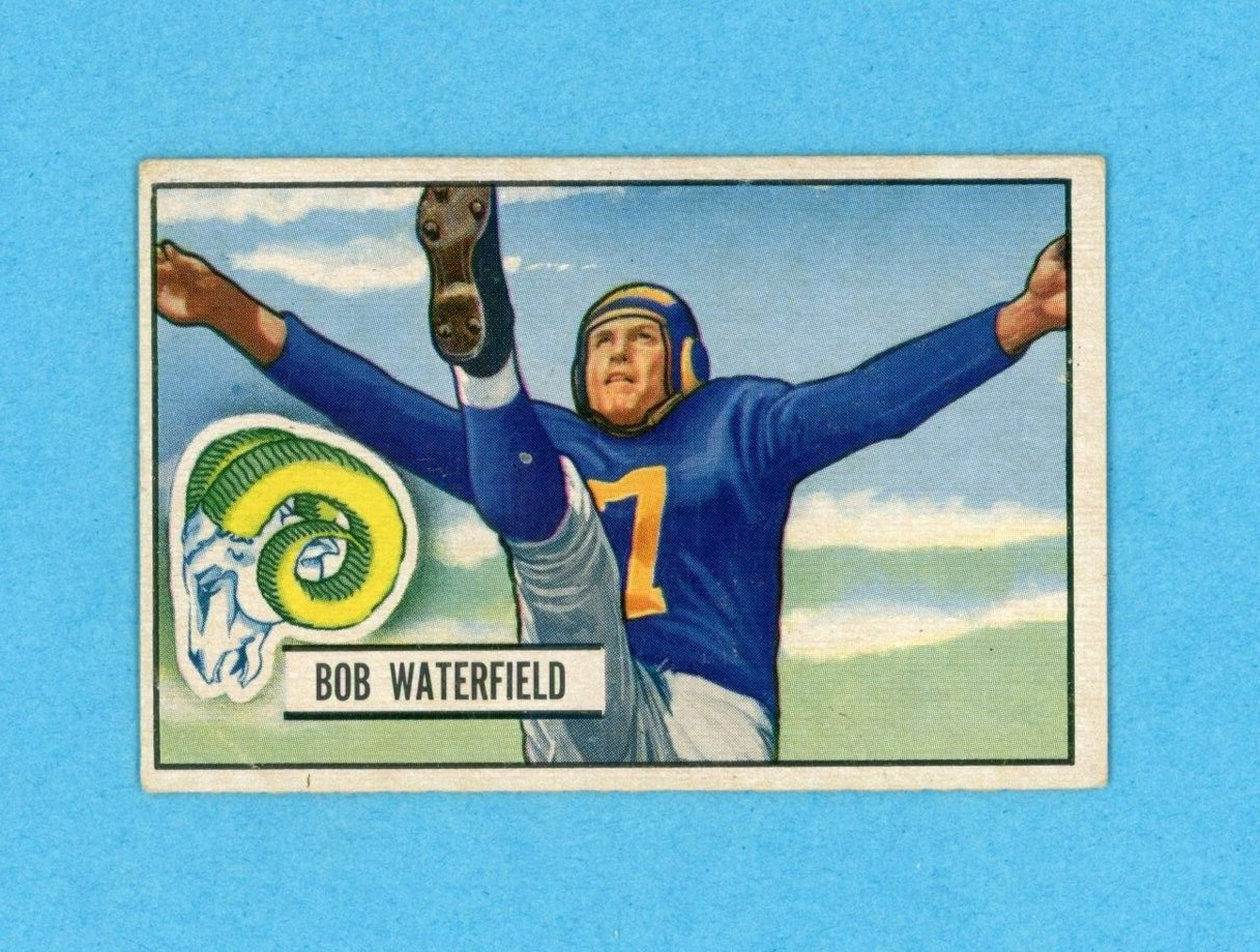 1951 Bowman #40 Bob Waterfield Los Angeles Rams Football Card EX wrk/cres