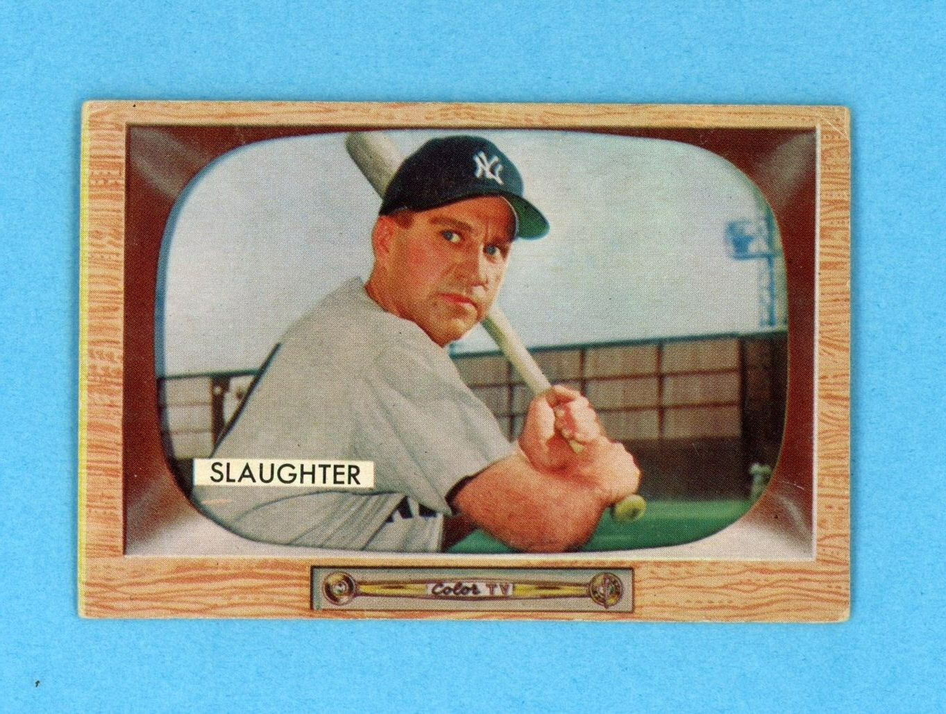 1955 Bowman #60 Enos Slaughter New York Yankees Baseball Card Vg/Ex lth wrk br