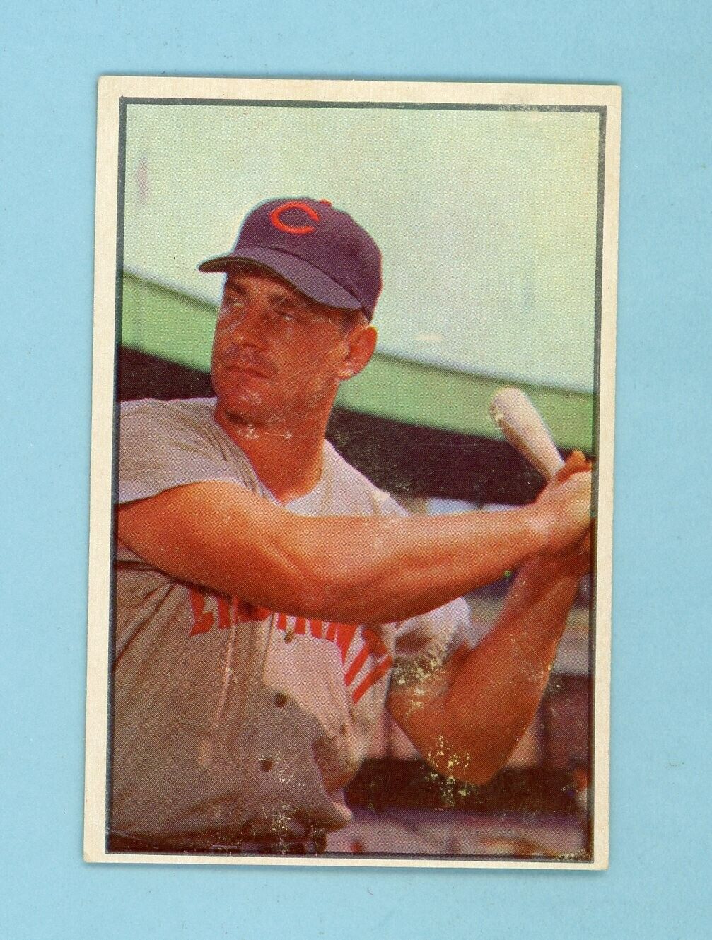 1953 Bowman Color #62 Ted Kluszewski Cincinnati Reds Baseball Card TRIMMED