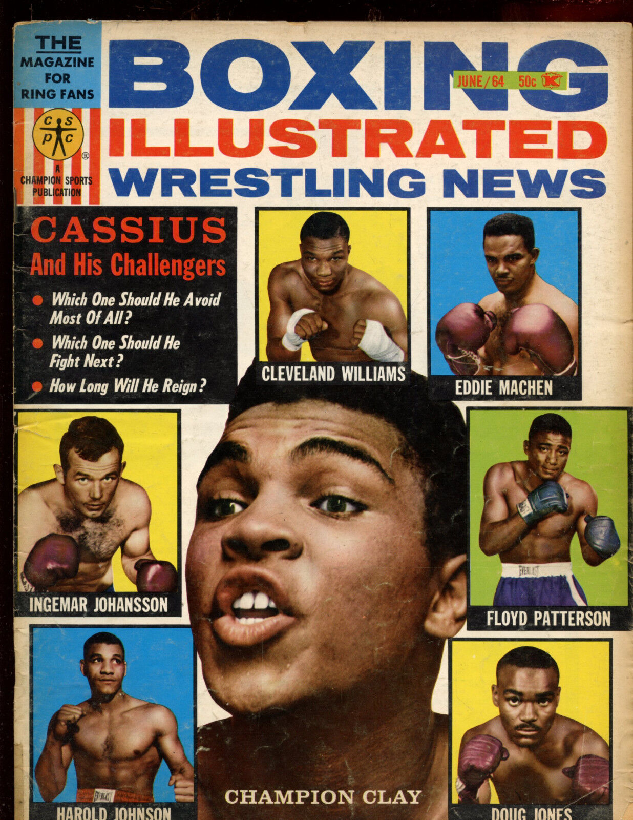 June 1964 Boxing Illustrated Magazine Muhammad Ali Front Cover VGEX