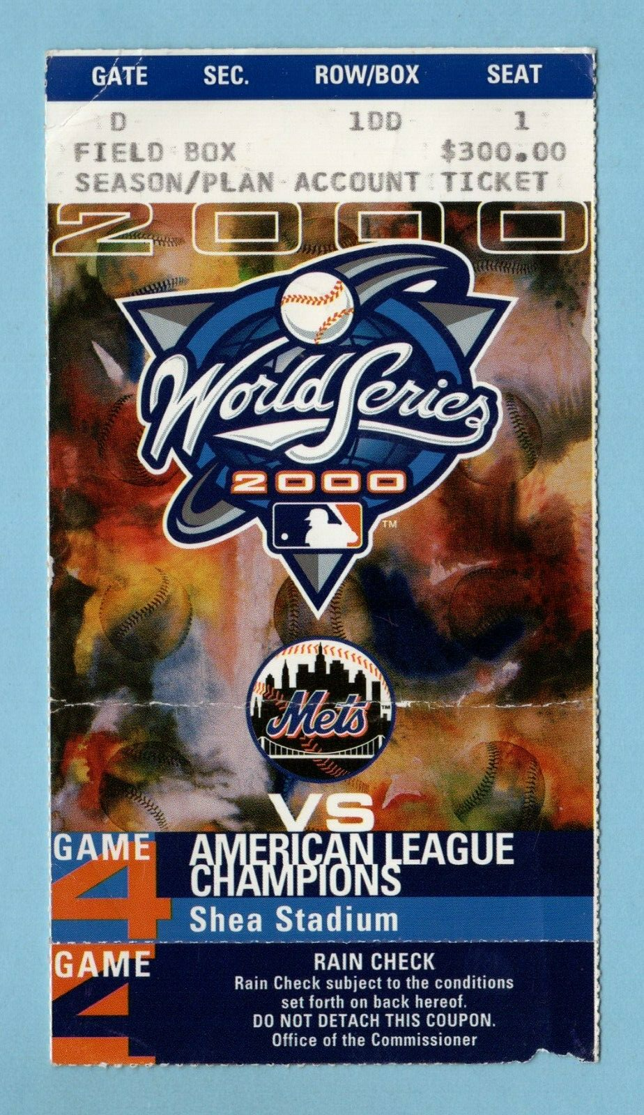 2000 World Series Game 4 Yankees vs Mets Ticket Stub Derek Jeter Lead-off HR