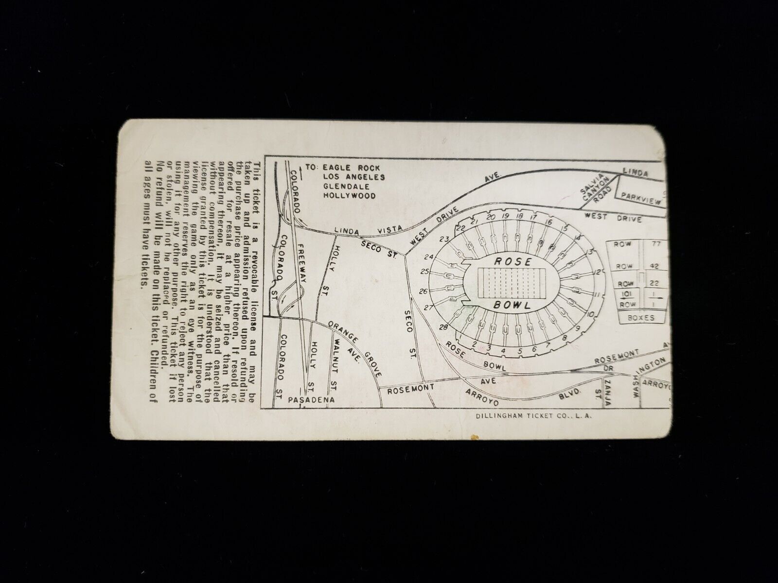 1961 Rose Bowl Ticket Stub - Minnesota vs. Washington