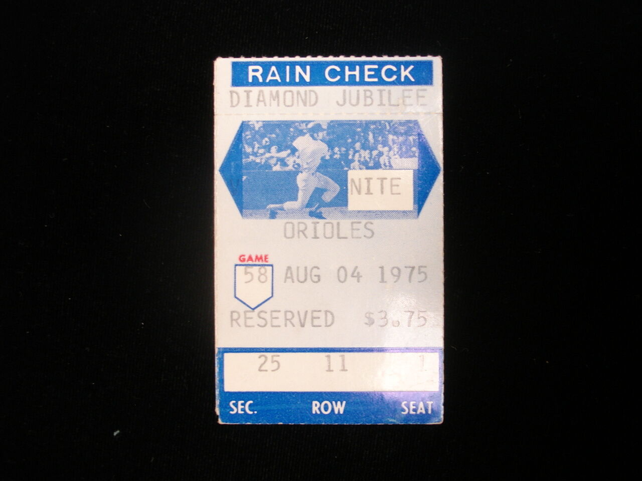 August 4, 1975 Baltimore Orioles @ Boston Red Sox Ticket Stub