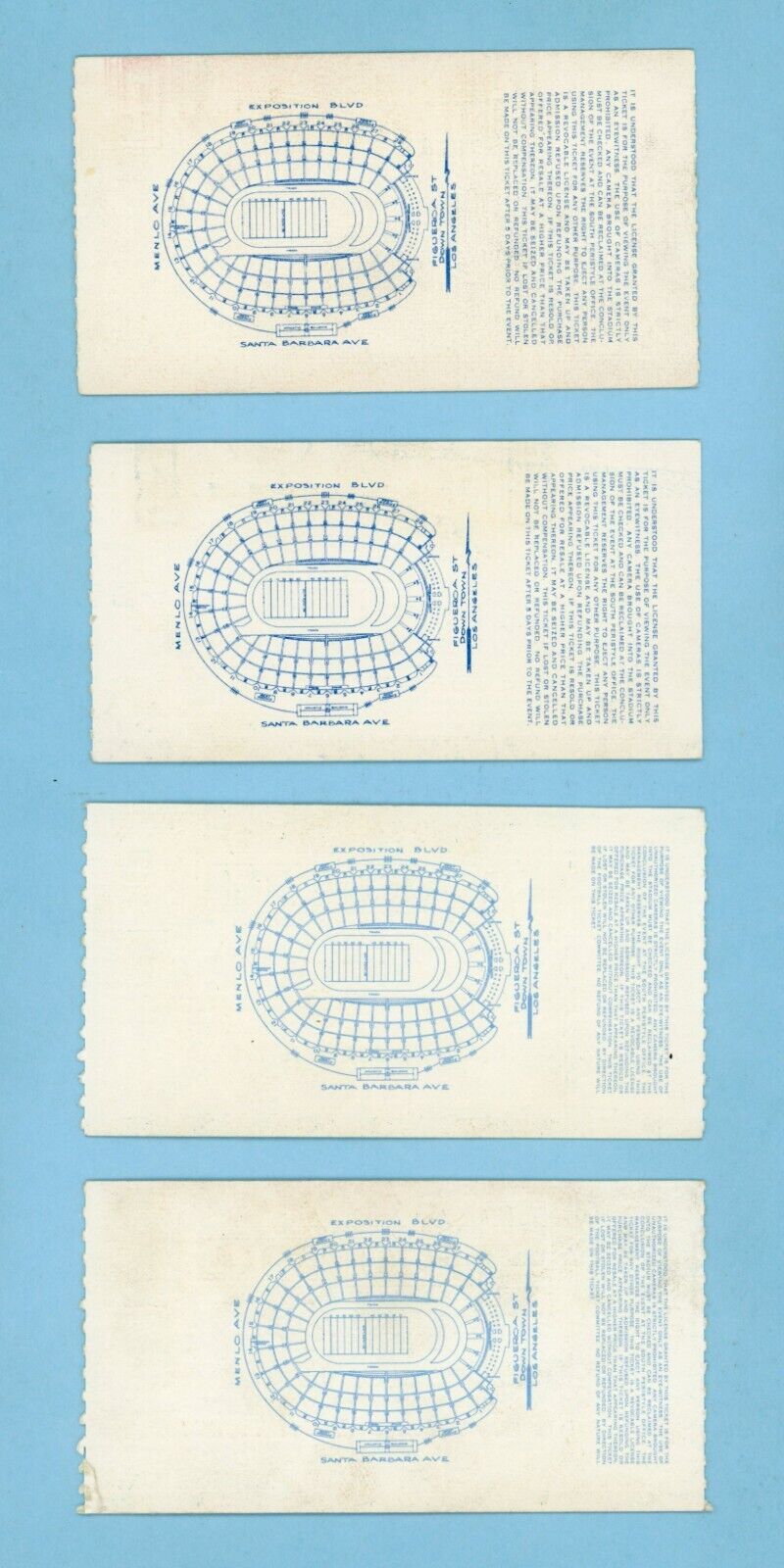 Lot of 4 Different 1948 - 1949 USC Home Game Ticket Stubs