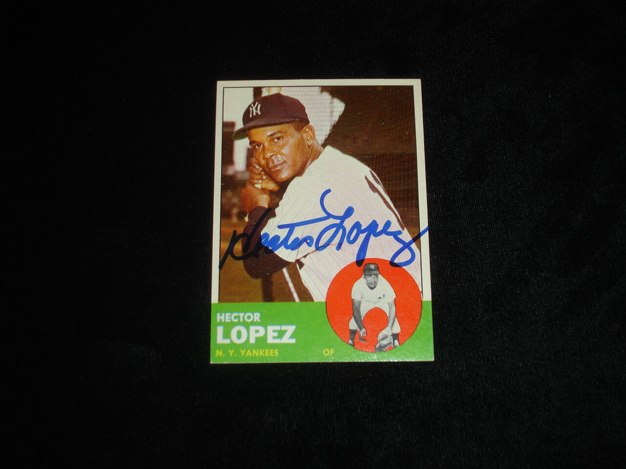 1963 Topps Hector Lopez NY Yankees Autographed Baseball Card-#92-NM