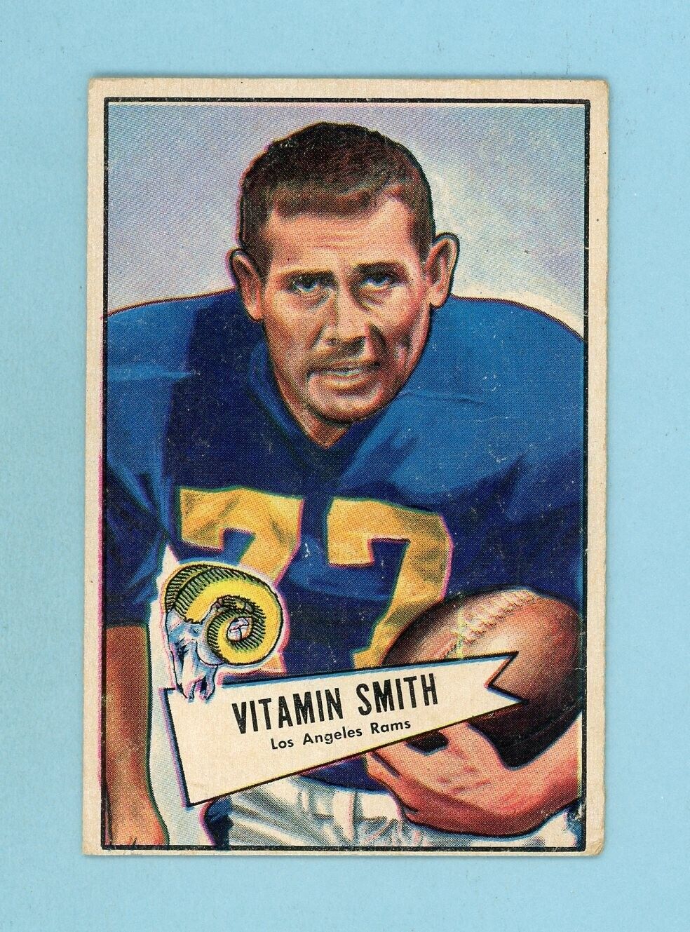 1952 Bowman Large #73 Vitamin Smith Los Angeles Rams Football Card TRIMMED