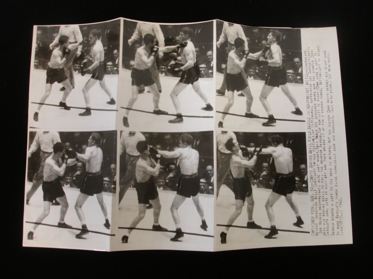 Vintage November 30th, 1940 Billy Conn vs. Lee Savold Boxing Wire Photograph