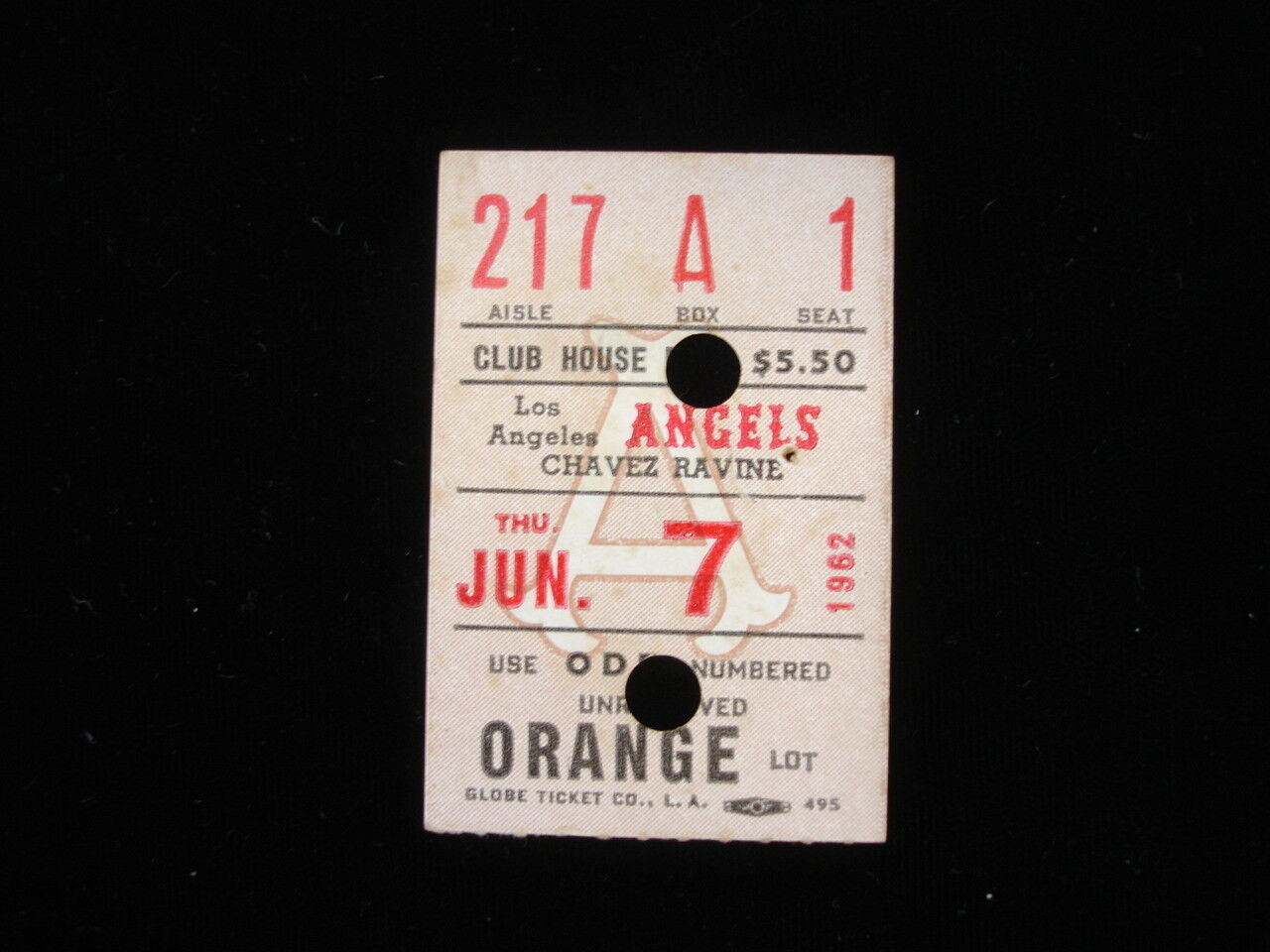 June 7, 1962 Chicago White Sox @ Los Angeles Angels Ticket Stub