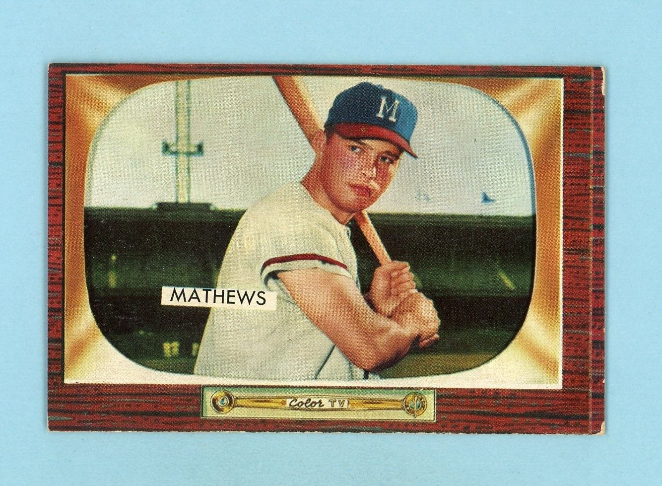 1955 Bowman #103 Eddie Mathews Milwaukee Braves Baseball Card EX+ o/c