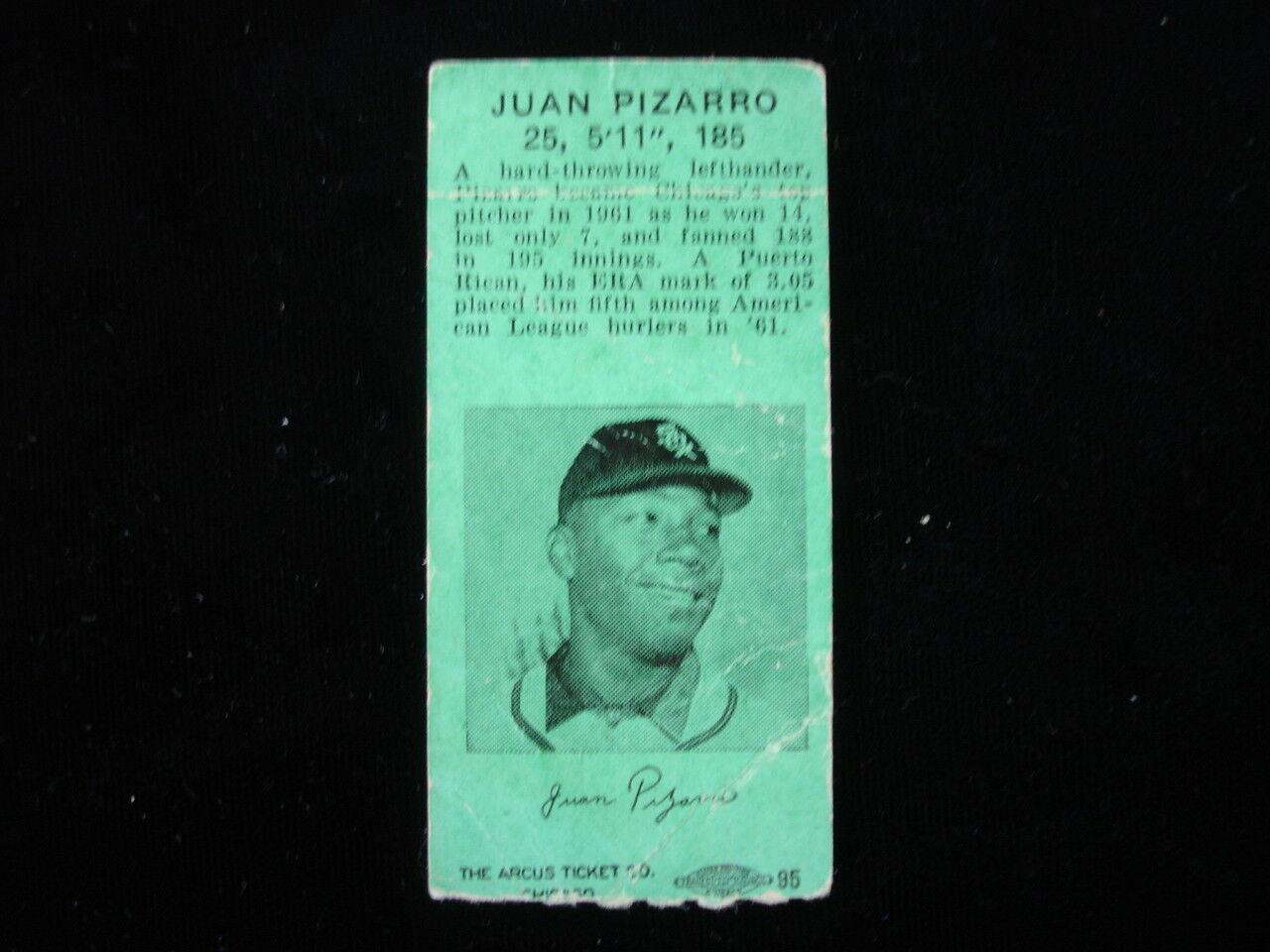 September 3, 1962 Cleveland Indians @ Chicago White Sox Ticket Stub