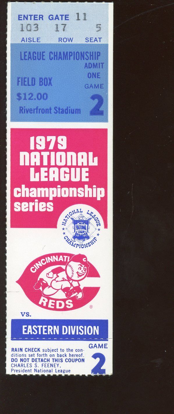 1979 NLCS Ticket Stub Pittsburgh PIrates at Cincinnati Reds Game 2 EX+