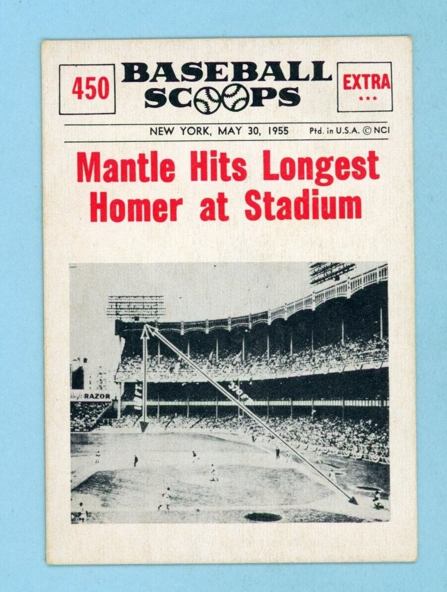 1961 Nu-Card Baseball Scoops #450 Mickey Mantle NY Yankees Baseball Card EX