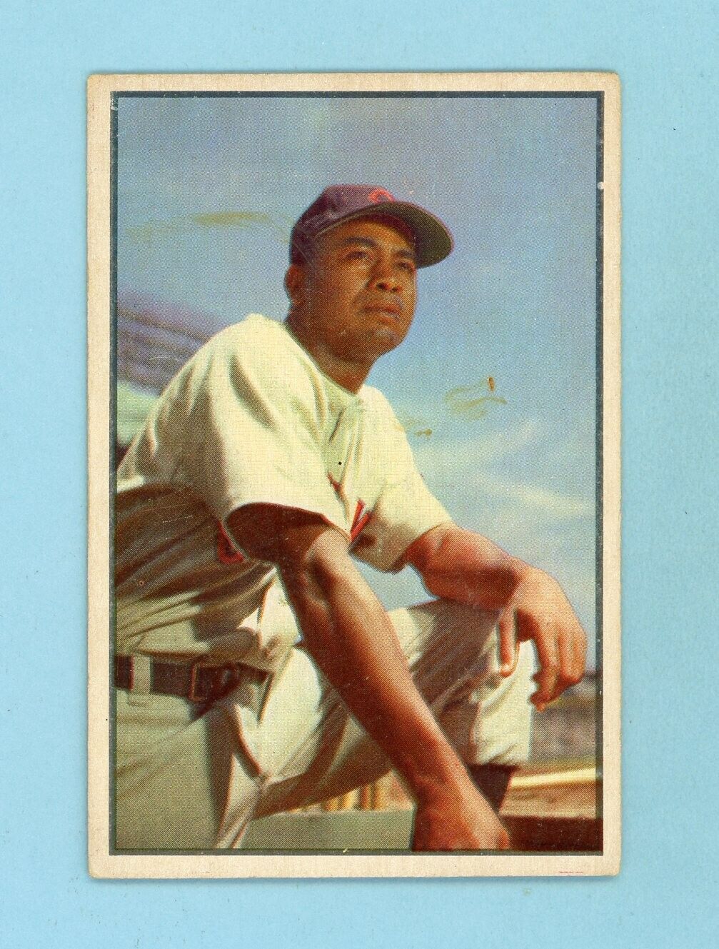 1953 Bowman Color #40 Larry Doby Cleveland Indians Baseball Card EX ap sta ft