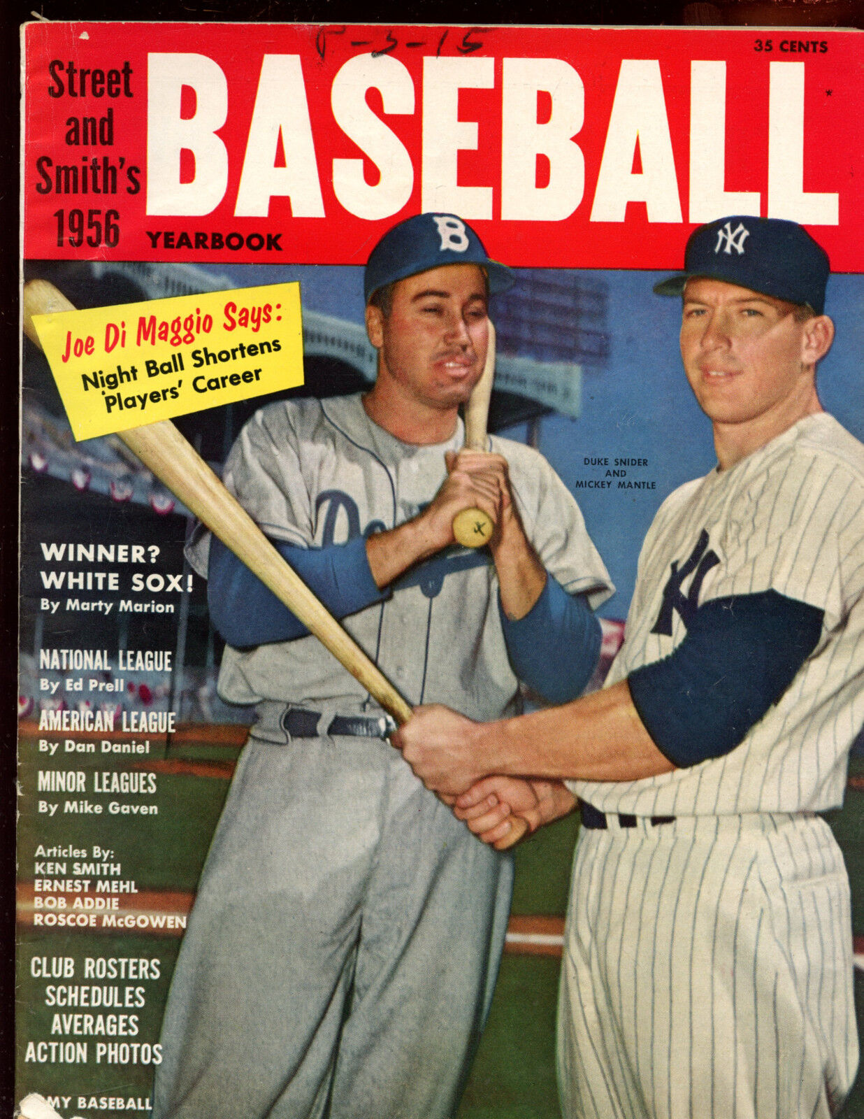 1956 Street & Smith Baseball Yearbook With Mickey Mantle & Duke Snider Cover