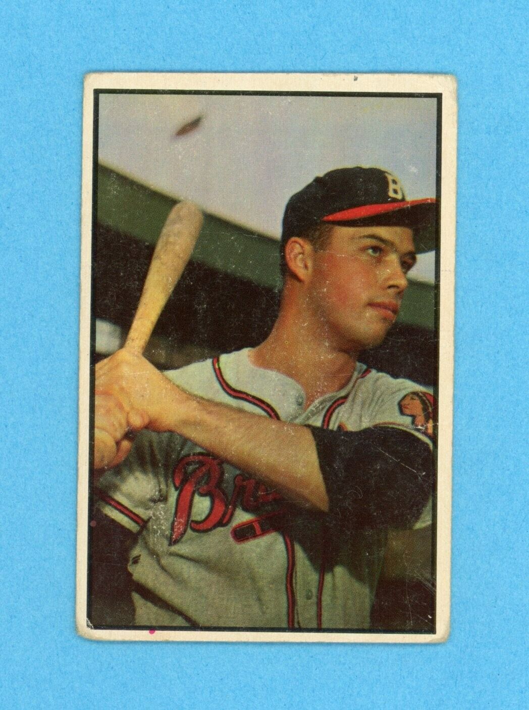 1953 Bowman Color #97 Eddie Mathews Milwaukee Braves Baseball Card Low Grade