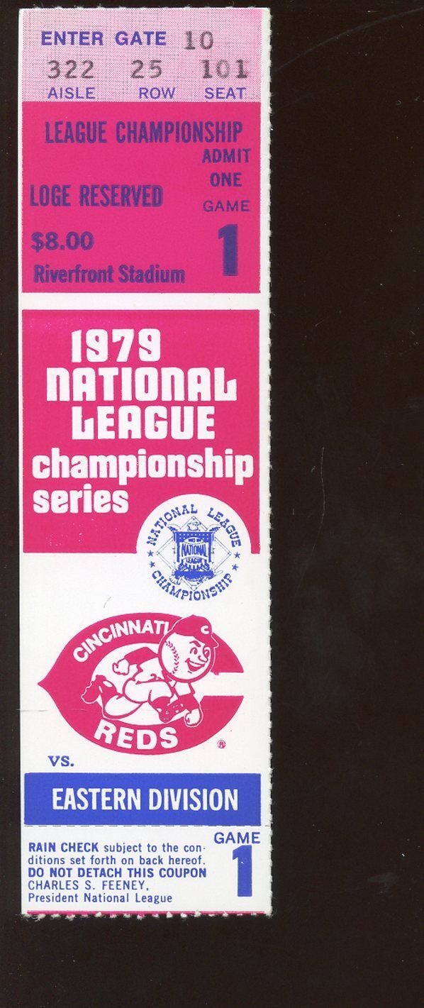 1979 NLCS Ticket Stub Pittsburgh PIrates at Cincinnati Reds Game 1 NRMT