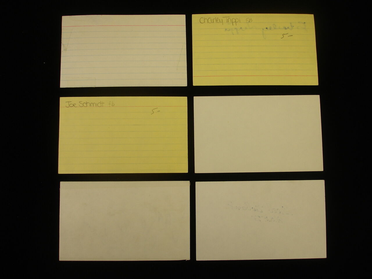 Lot of (6) Diff Football Hall of Famers Signed Index Cards - Ewbank, Alworth etc