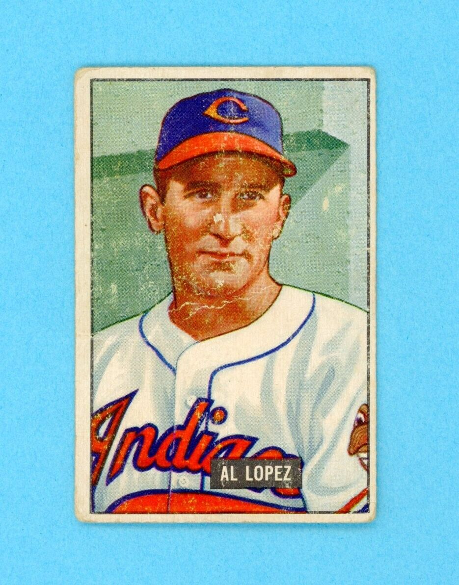 1951 Bowman #295 Al Lopez Cleveland Indians Rookie Baseball Card Low Grade