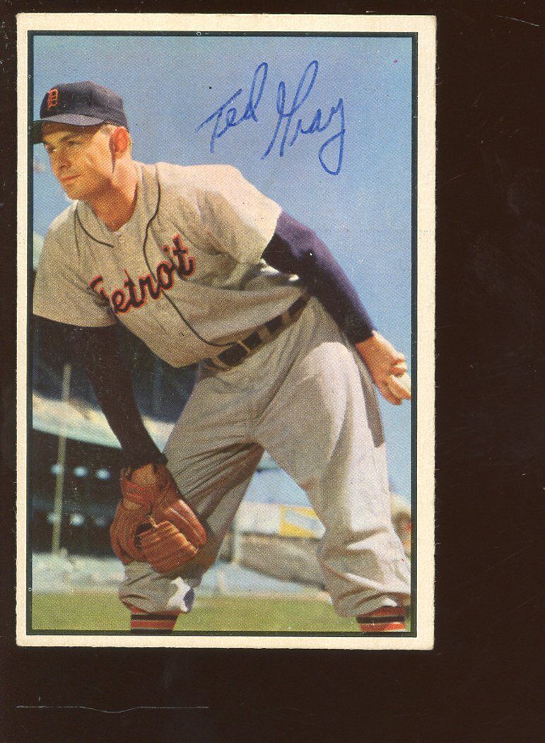 1953 Bowman Color Baseball Card #72 Ted Gray Autographed EXMT+ Hologram