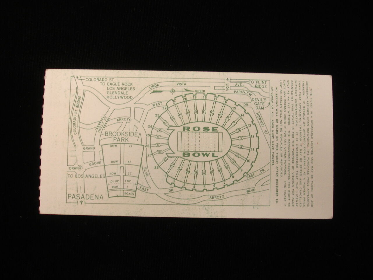 January 1, 1949 Rose Bowl Football Game Ticket Stub