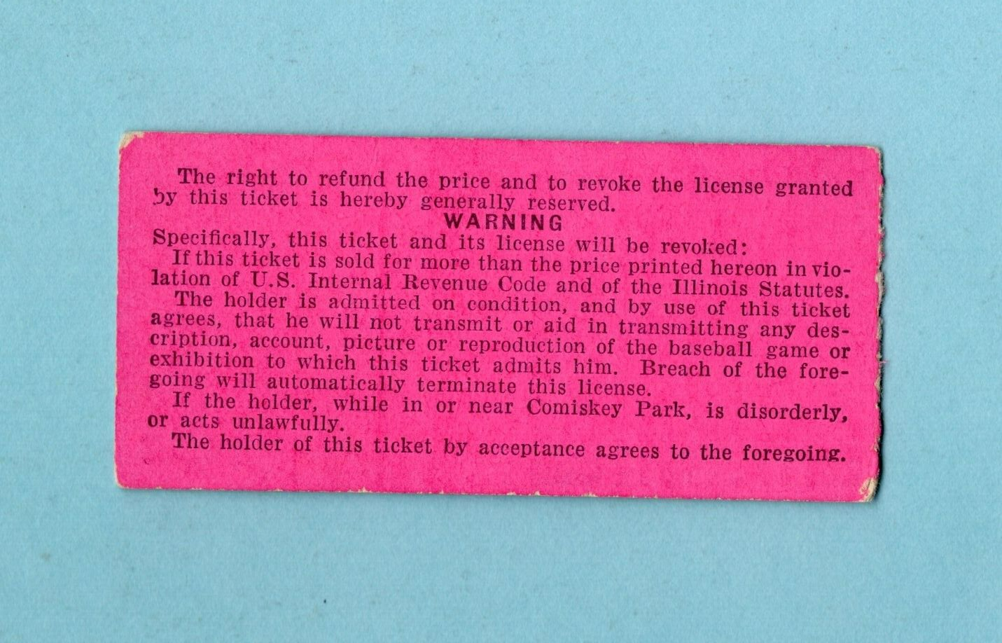 August 5, 1956 Balt Orioles vs Chi White Sox Ticket Stub D. Williams G. Triandos