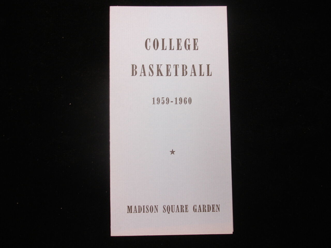 1959-60 Madison Square Garden College Basketball Schedule