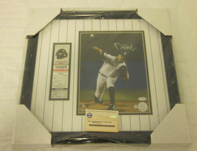 Phil Hughes NY Yankees Signed Framed 8x10 Photo w/ 1st Game Full Ticket Steiner