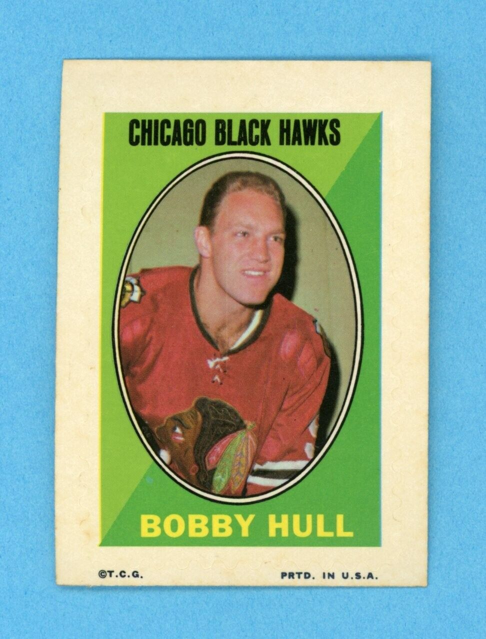 1970-71 Topps Sticker Bobby Hull Chicago Black Hawks Hockey Card