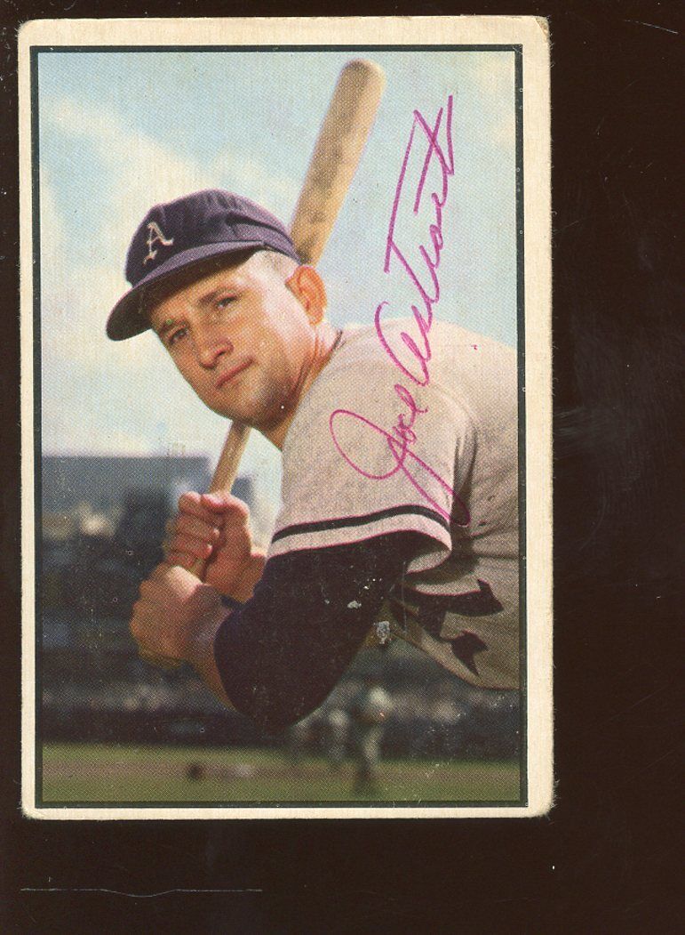 1953 Bowman Color Baseball Card #82 Joe Astroth Autographed VG Hologram