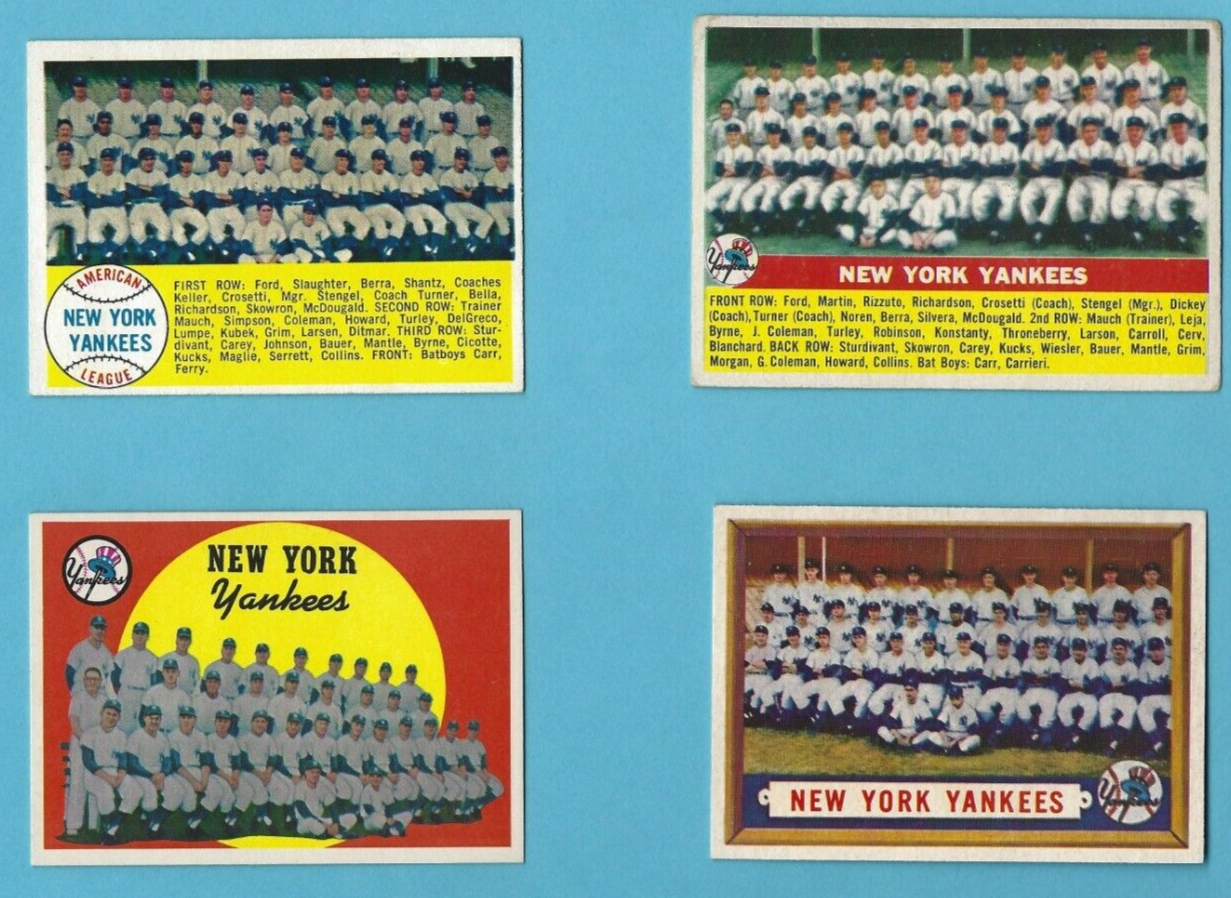 1956-1970 Topps Lot of 13 Different New York Yankees Team Baseball Cards VG-NM