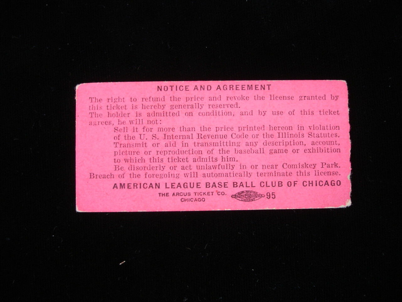 July 5, 1958 Detroit Tigers @ Chicago White Sox Ticket Stub