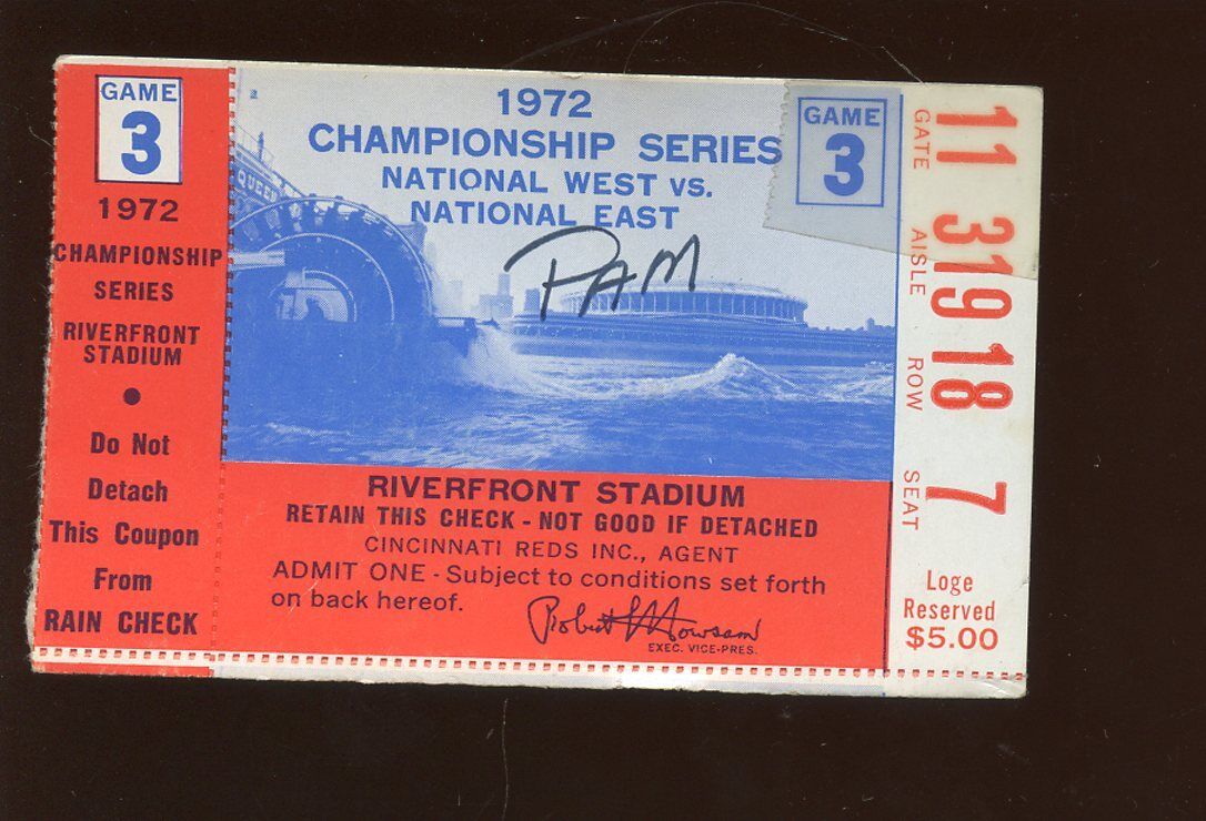 1972 NLCS Ticket Stub Pittsburgh Pirates at Cincinnati Reds Game 3